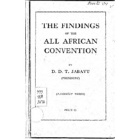 The Findings of the All African Convention (Pamphlet Three)