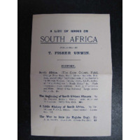 List of Books on South Africa T. Fisher Unwin